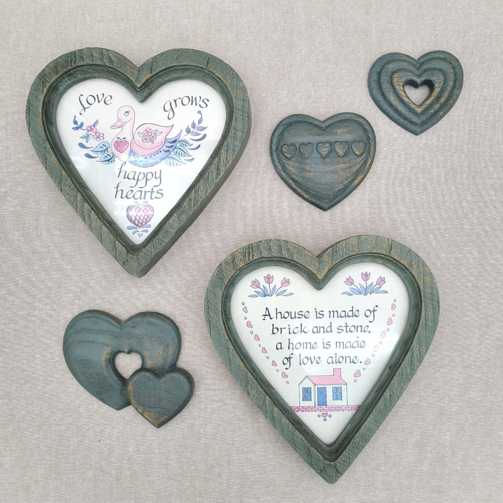 Set of 5‼ VTG‼ Homco 1987 Heart Wall Hanging Cottagecore Duck Love Grows House